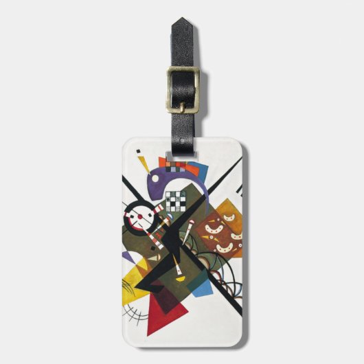 Kandinsky on White Two Abstract schilderen Bagagelabel (Voorkant verticaal)