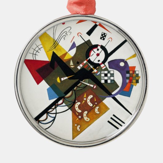 Kandinsky on White Two Abstract schilderen Metalen Ornament (Voorkant)