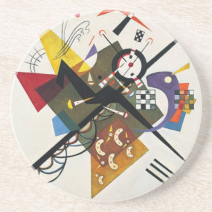 Kandinsky on White Two Abstract schilderen Zandsteen Onderzetter