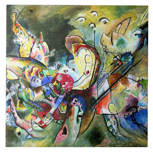 Kandinsky - Onrustige, kleurrijke schilderij, Tegeltje (Voorkant)