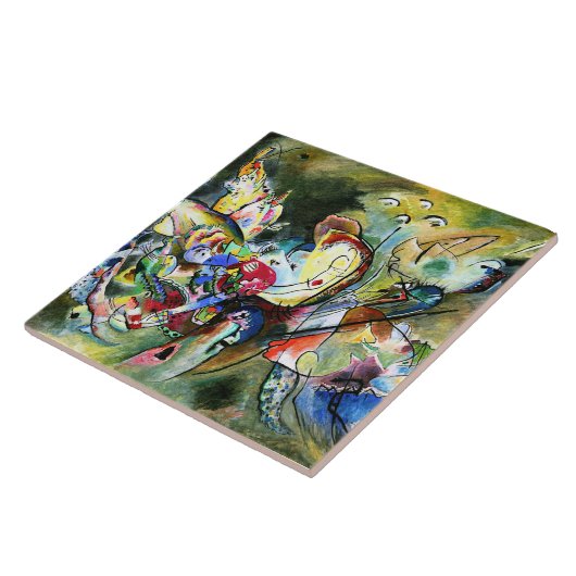 Kandinsky - Onrustige, kleurrijke schilderij, Tegeltje (Zijkant)