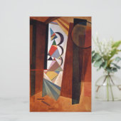 Kandinsky Ontwikkeling in Bruine Abstracte Schilde Briefpapier (Staand voorkant)