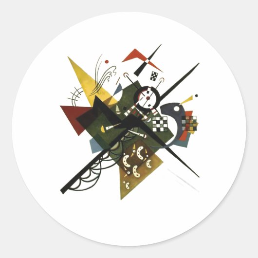 Kandinsky over Wit II - Abstracte expressionistisc Ronde Sticker (Voorkant)