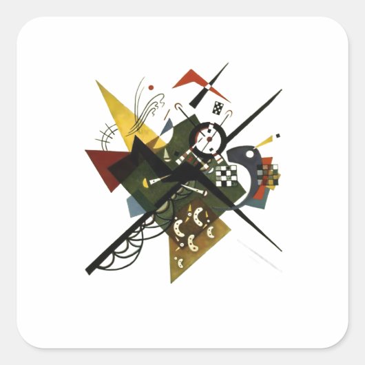 Kandinsky over Wit II - Abstracte expressionistisc Vierkante Sticker (Voorkant)
