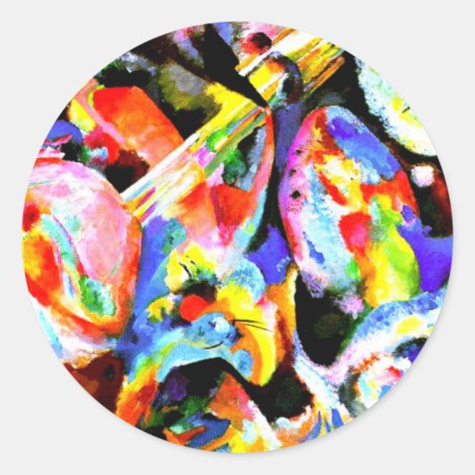 Kandinsky - Overstroming Improvisatie Ronde Sticker (Voorkant)
