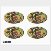 Kandinsky Points Abstract schilderen van canvas Ovale Sticker (Vel)