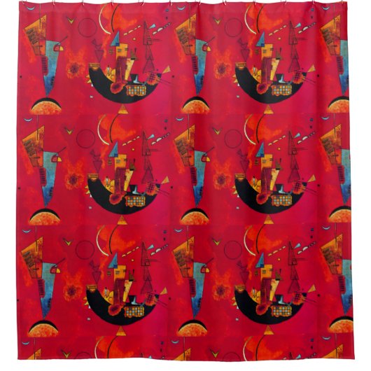 Kandinsky Red Black  Abstract Art Douchegordijn (Voorkant)