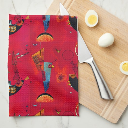 Kandinsky Red Black  Abstract Art Theedoek (Quarter Fold)