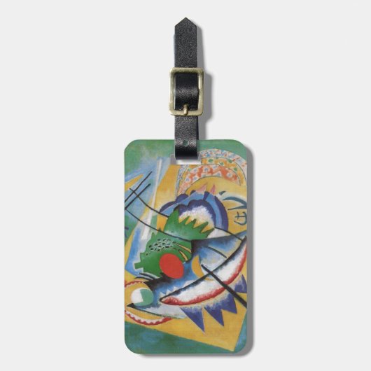 Kandinsky Red Oval Abstract Artwork Green Yellow Bagagelabel (Voorkant verticaal)