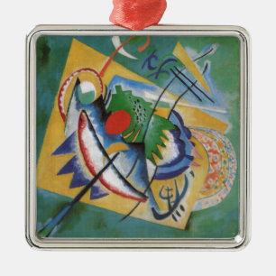 Kandinsky Red Oval Abstract Artwork Green Yellow Metalen Ornament