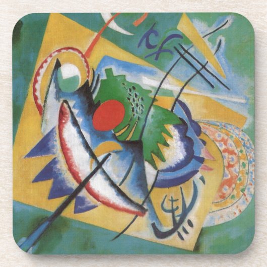 Kandinsky Red Oval Abstract Artwork Green Yellow Onderzetter (Voorkant)