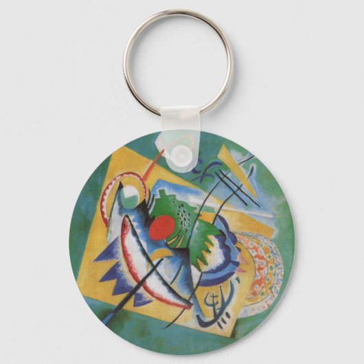 Kandinsky Red Oval Abstract Artwork Green Yellow Sleutelhanger (Voorkant)