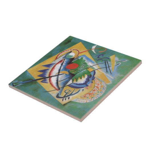 Kandinsky Red Oval Abstract Artwork Green Yellow Tegeltje (Zijkant)