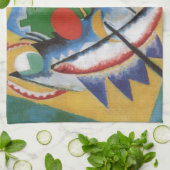 Kandinsky Red Oval Abstract Artwork Green Yellow Theedoek (Gevouwen)