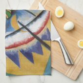 Kandinsky Red Oval Abstract Artwork Green Yellow Theedoek (Quarter Fold)