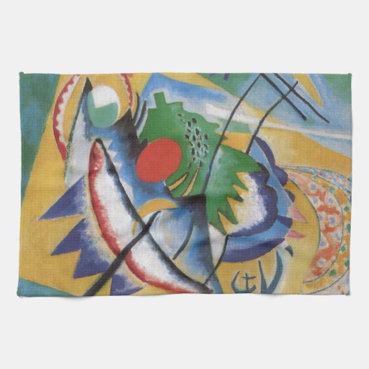 Kandinsky Red Oval Abstract Artwork Green Yellow Theedoek (Horizontaal)