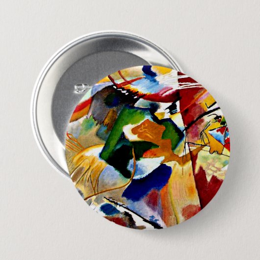 Kandinsky - Schilderen met Groen Centrum Ronde Button 7,6 Cm (Voorkant /achterkant)
