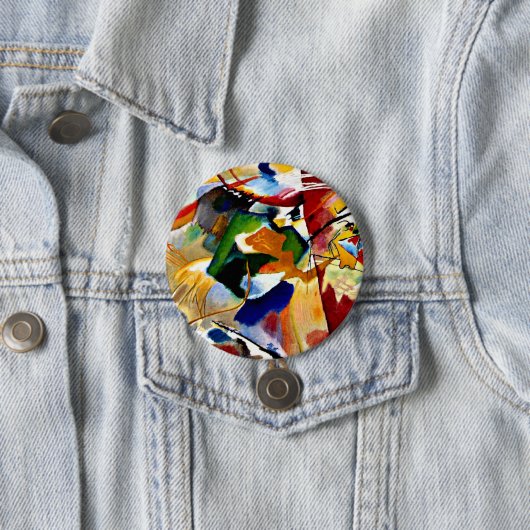 Kandinsky - Schilderen met Groen Centrum Ronde Button 7,6 Cm (In situ)