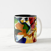 Kandinsky - Schilderen met Groen Centrum Tweekleurige Koffiemok (Voorkant rechts)