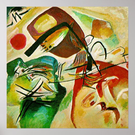 Kandinsky - Schilderij met een Zwarte Boog, Poster (Voorkant)