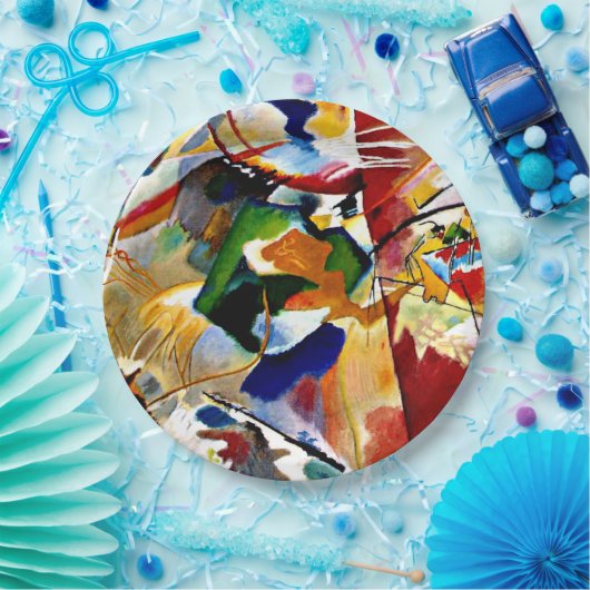 Kandinsky - Schilderij met groene centrum Papieren Bordje (Feest)