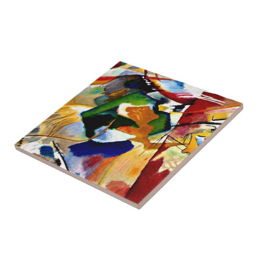 Kandinsky - Schilderij met groene centrum Tegeltje (Zijkant)