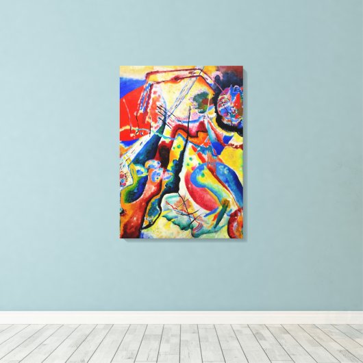 Kandinsky - Schilderij met Rode Vlek Canvas Afdruk (Insitu (Houten vloer))