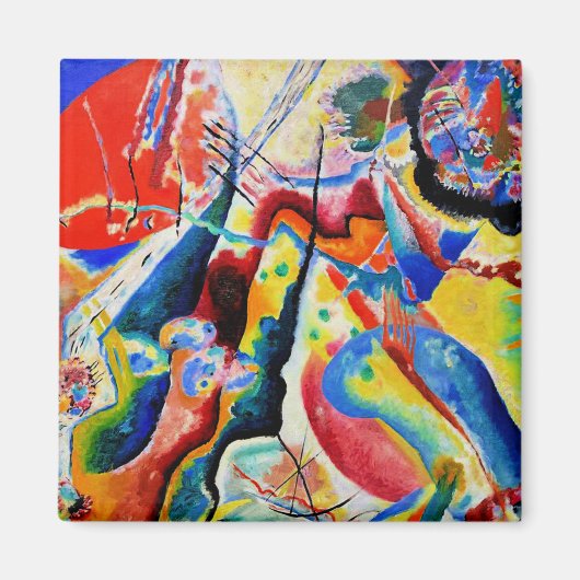 Kandinsky - Schilderij met Rode Vlek Magneet (Voorkant)