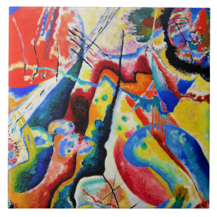 Kandinsky - Schilderij met Rode Vlek Tegeltje