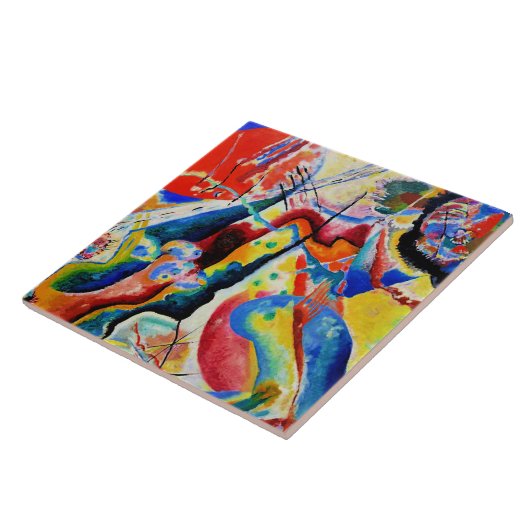 Kandinsky - Schilderij met Rode Vlek Tegeltje (Zijkant)