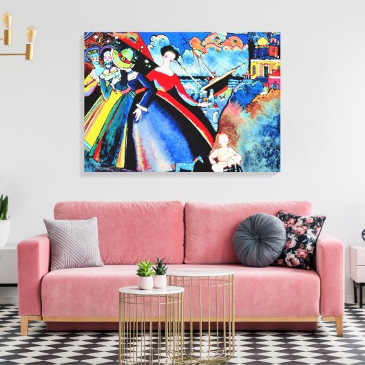 Kandinsky - Schip, kleurrijk schilderij van 1918 Canvas Afdruk (Insitu (Woonkamer))