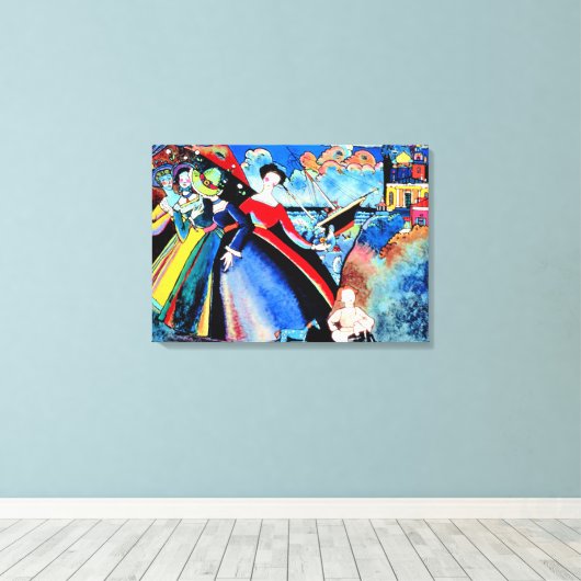 Kandinsky - Schip, kleurrijk schilderij van 1918 Canvas Afdruk (Insitu (Houten vloer))