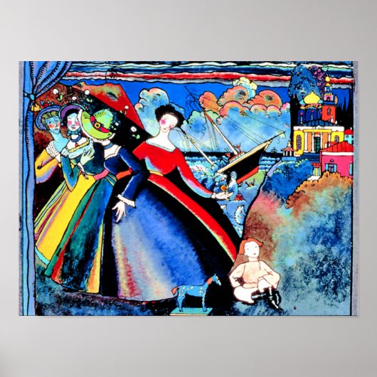 Kandinsky - Schip, kleurrijk schilderij van 1918 Poster (Voorkant)