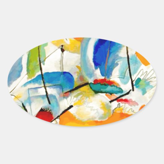 Kandinsky Sea Battle 1913 Ovale Sticker (Voorkant)