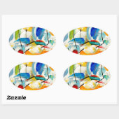 Kandinsky Sea Battle 1913 Ovale Sticker (Vel)