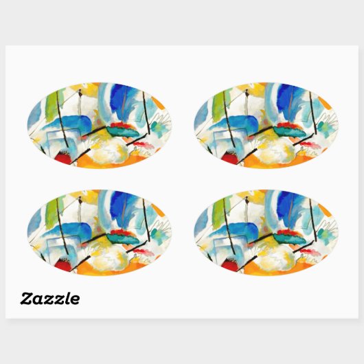 Kandinsky Sea Battle 1913 Ovale Sticker (Vel)