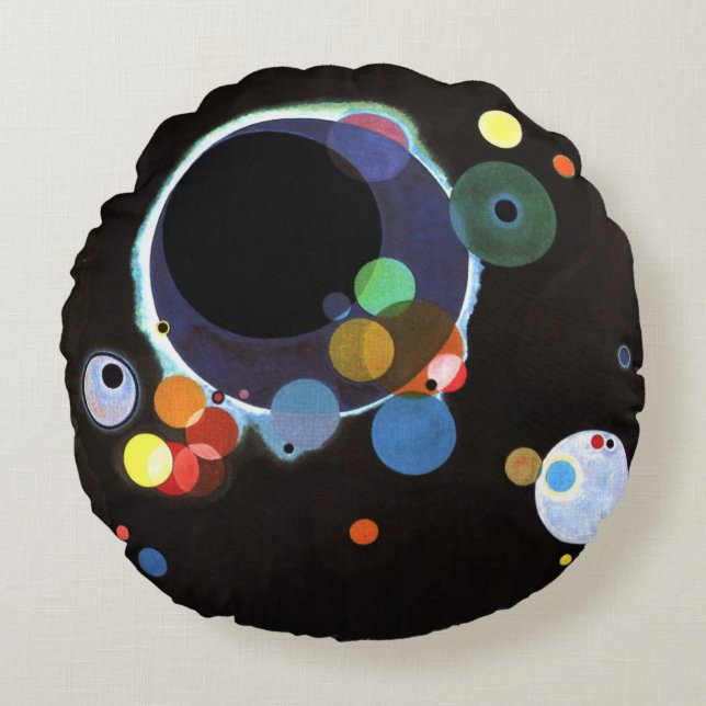 Kandinsky - Several Circles, beroemde abstracte ku Rond Kussen (Voorkant)