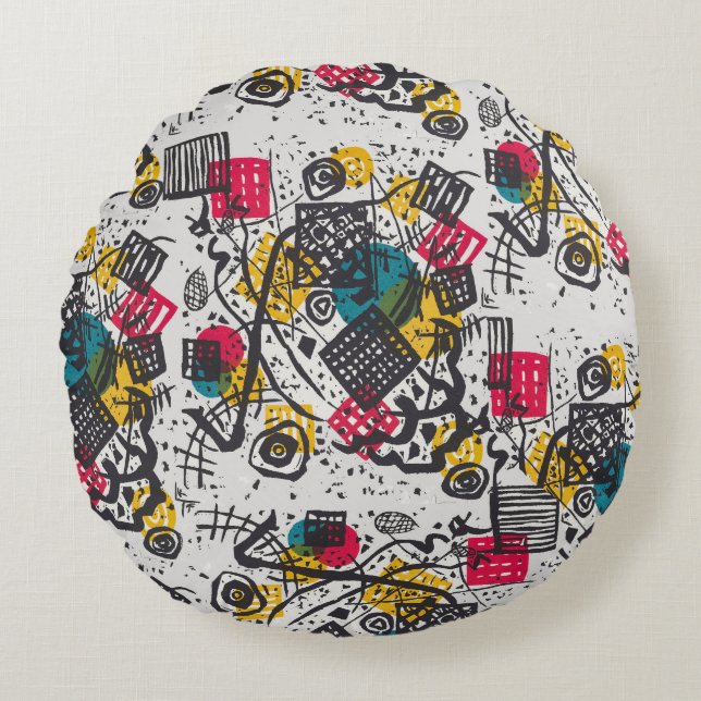 Kandinsky Small Worlds V Abstract Klassiek Rond Kussen (Voorkant)