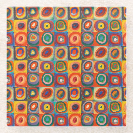 Kandinsky Squares Concentric Circles Glazen Onderzetter (Voorkant)