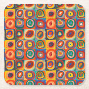 Kandinsky Squares Concentric Circles Kartonnen Onderzetters