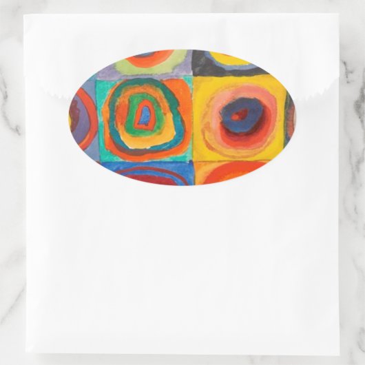 Kandinsky Squares Concentric Circles Ovale Sticker (Tas)