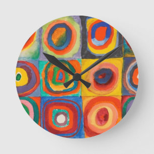 Kandinsky Squares Concentric Circles Ronde Klok
