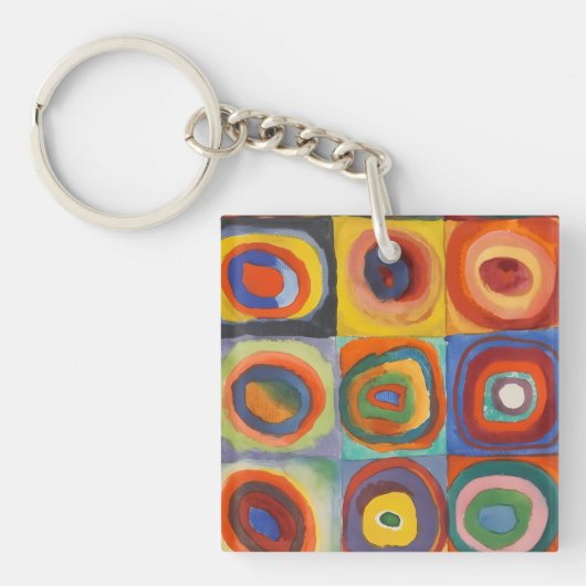 Kandinsky Squares Concentric Circles Sleutelhanger (voorkant)