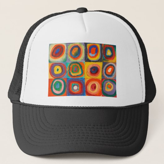 Kandinsky Squares Concentric Circles Trucker Pet (Voorkant)