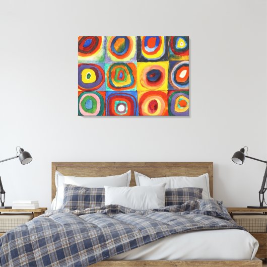 Kandinsky - Squares met Concentrische cirkels Canvas Afdruk (Insitu (Slaapkamer))