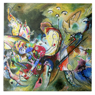 Kandinsky - Troubled, kleurrijk schilderij, Tegeltje