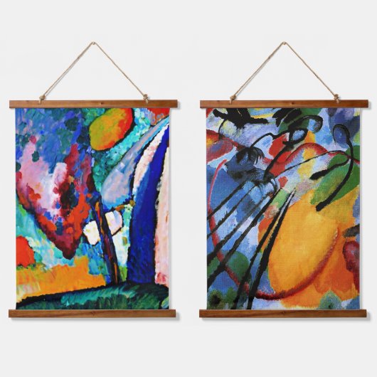 Kandinsky - Twee beroemde kleurrijke abstracte sch Hangend Wandkleed (Dubbel)