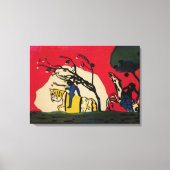 Kandinsky - Twee riders tegen een rode achtergrond Canvas Afdruk (Voorkant)