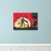 Kandinsky - Twee riders tegen een rode achtergrond Canvas Afdruk (Insitu (Houten vloer))