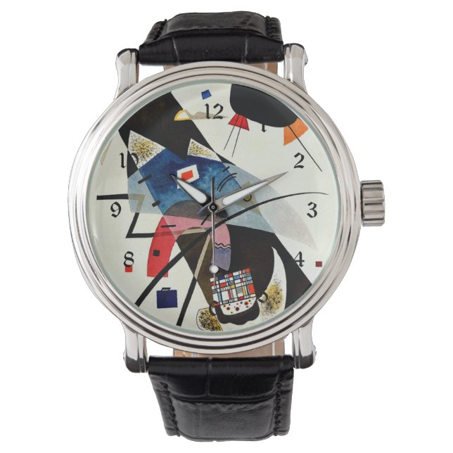 Kandinsky - Twee zwarte spots Horloge (Voorkant)